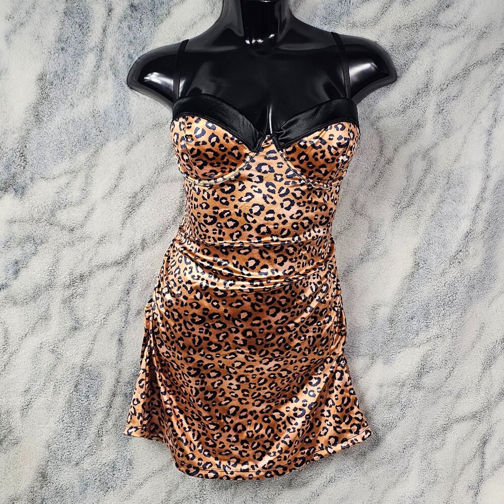 Dolls Kill Trickz N Treatz XXL Party On The Shore Leopard Print Sateen Dress